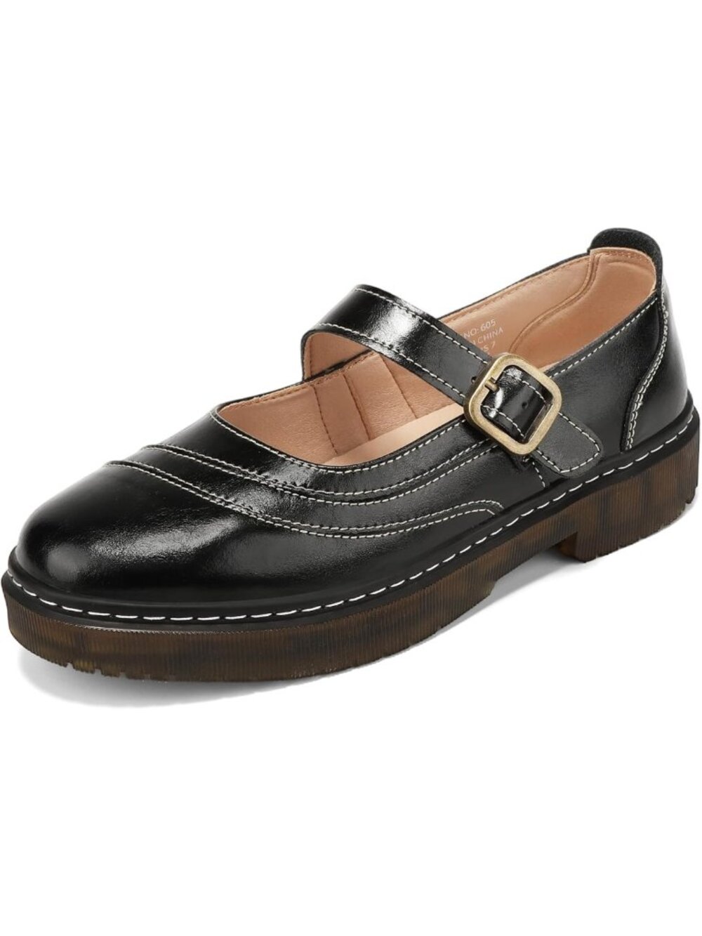 Stylish Women's Mary Jane Flats, Adjustable Strap, Genuine Leather, Comfortable